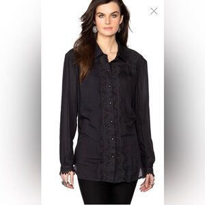 Double D Ruffled Tuxedo Blouse S